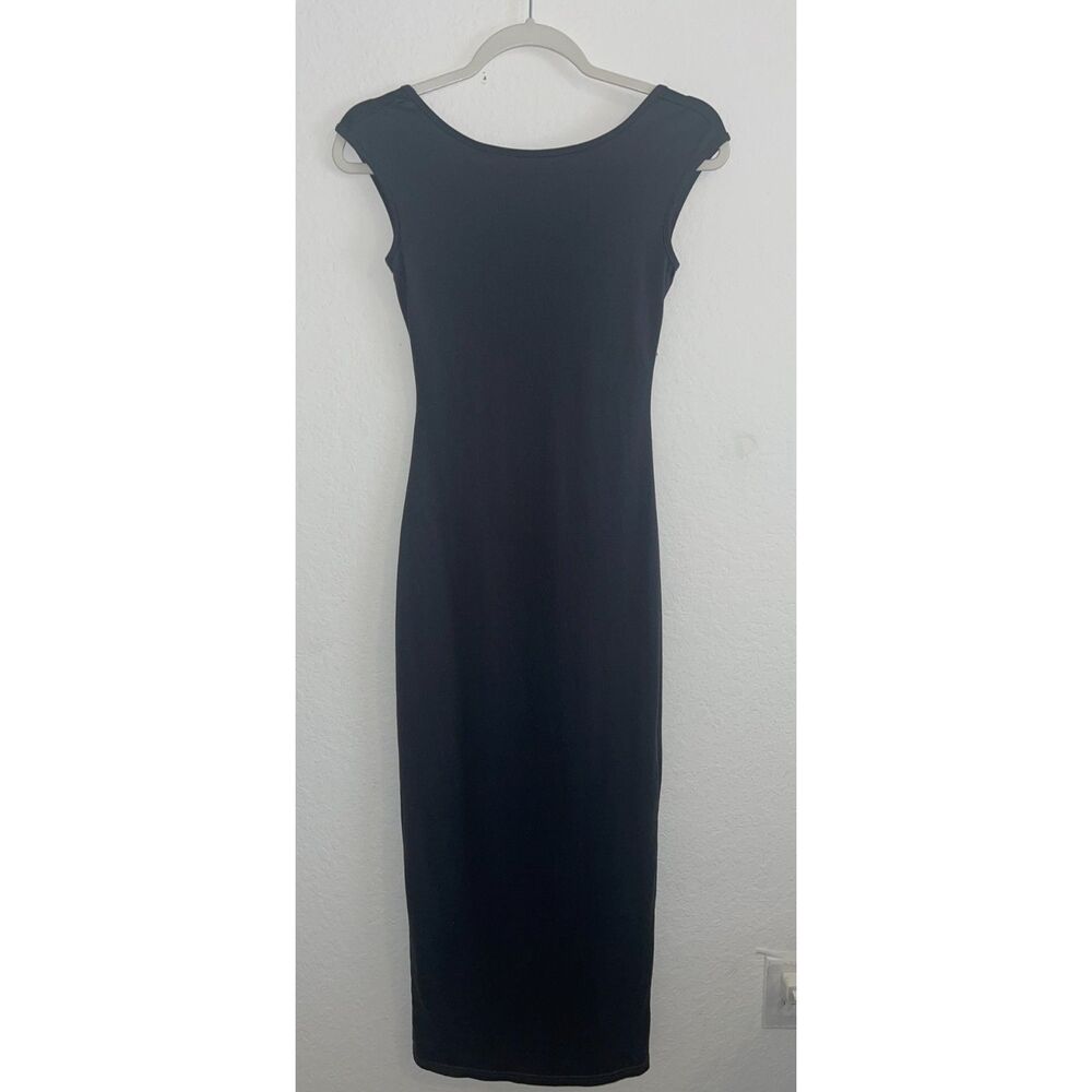 SHEIN Dark Gray Open-Back Maxi Dress – XS Elegant Stretch Fit